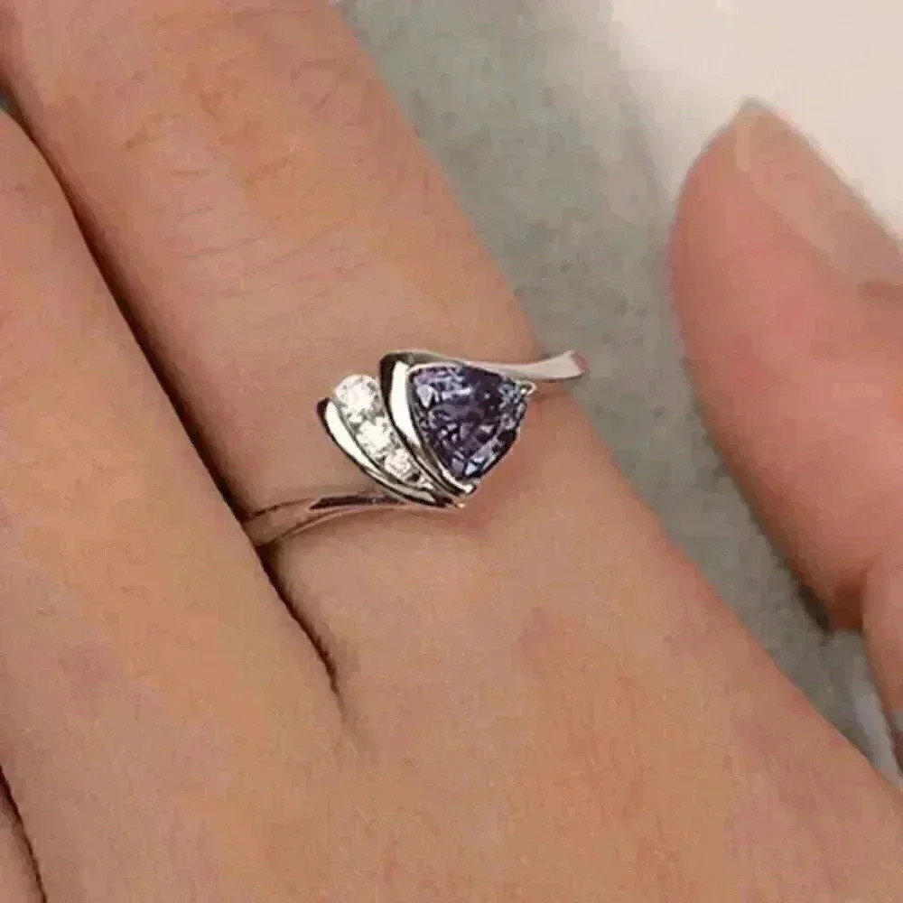 New 925 Silver Blue Topaz White Sapphires Ring